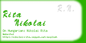 rita nikolai business card